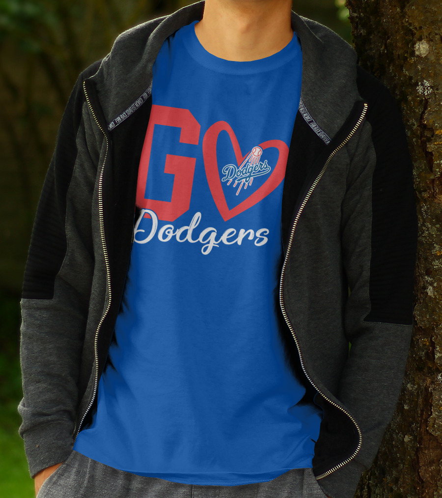 Go Dodgers Heart Logo Baseball Dodgers T-Shirt