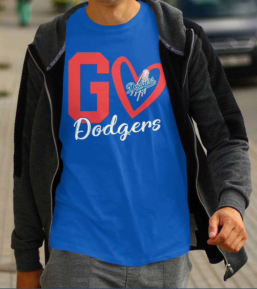 Go Dodgers Heart Logo Baseball Dodgers T-Shirt