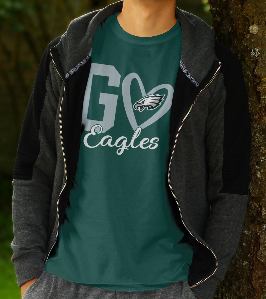 Go Eagles Philadelphia Eagles Logo Heart T-Shirt