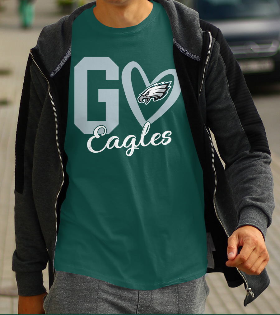 Go Eagles Philadelphia Eagles Logo Heart T-Shirt