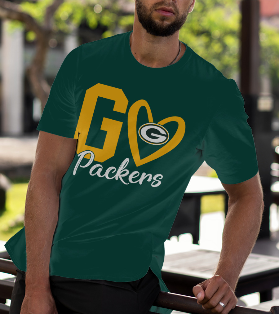 Go Packers Heart Logo Green Bay Enthusiasm T-Shirt