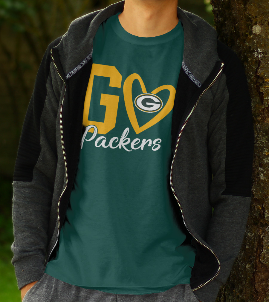 Go Packers Heart Logo Green Bay Enthusiasm T-Shirt