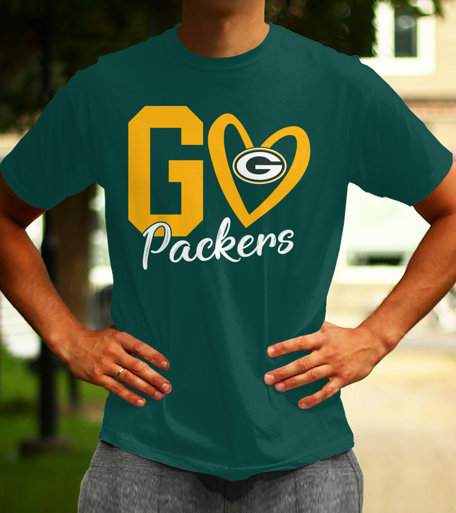 Go Packers Heart Logo Green Bay Enthusiasm T-Shirt