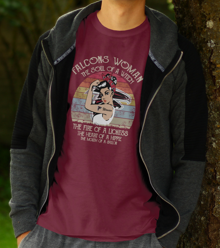 Falcons Woman The Soul Of A Witch The Fire Of A Lioness The Heart Of A Hippie The Mouth Of A Sailor T-Shirt