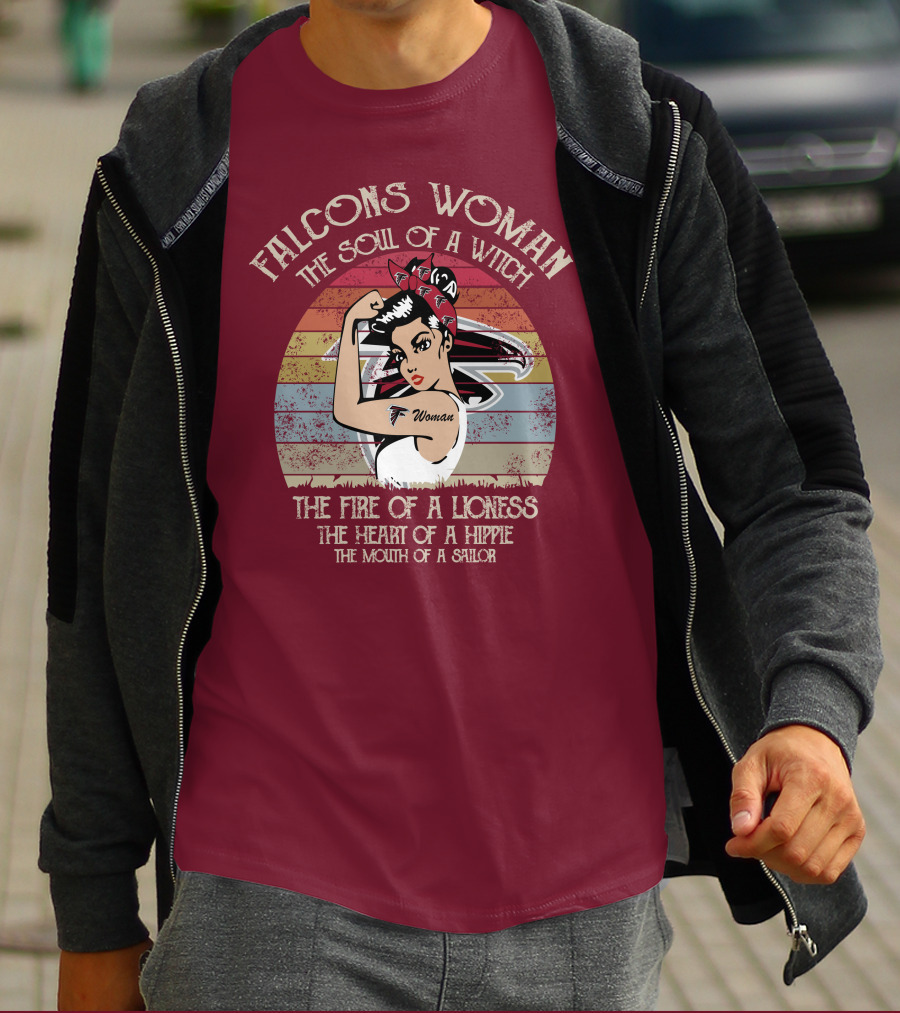 Falcons Woman The Soul Of A Witch The Fire Of A Lioness The Heart Of A Hippie The Mouth Of A Sailor T-Shirt