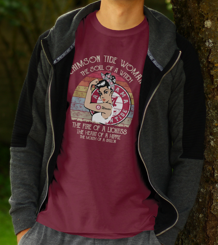 Crimson Tide Woman The Soul Of A Witch The Fire Of A Lioness The Heart Of A Hippie The Mouth Of A Sailor T-Shirt