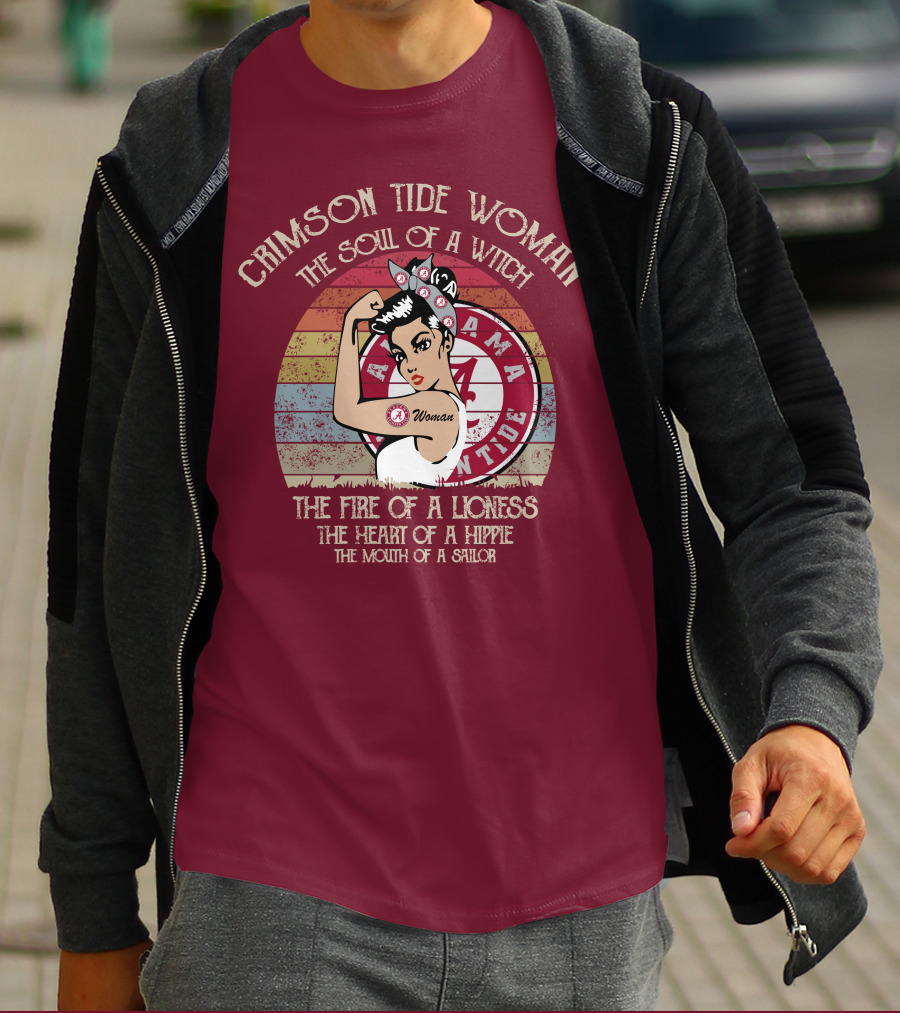 Crimson Tide Woman The Soul Of A Witch The Fire Of A Lioness The Heart Of A Hippie The Mouth Of A Sailor T-Shirt