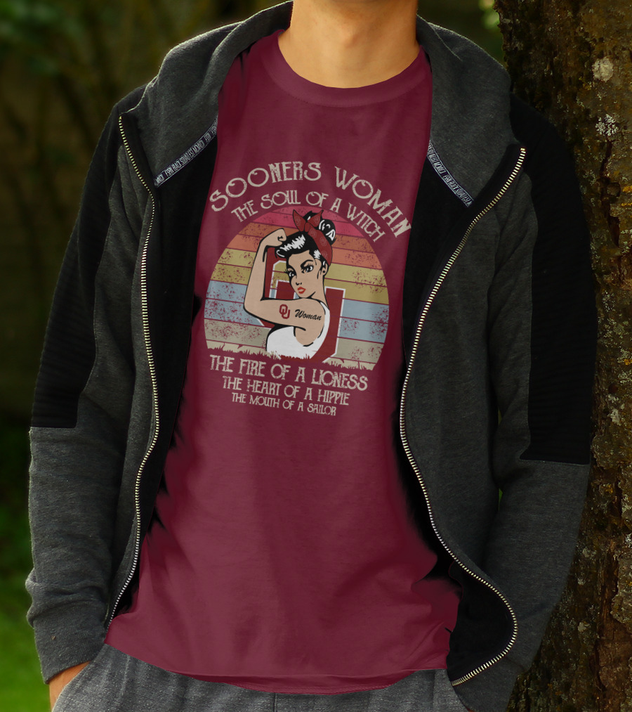 Sooners Woman The Soul Of A Witch The Fire Of A Lioness The Heart Of A Hippie The Mouth Of A Sailor T-Shirt