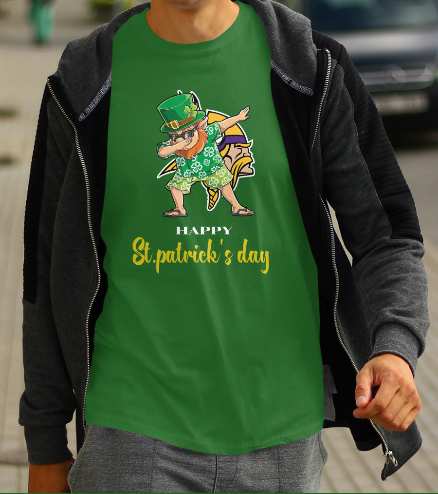 Happy St. Patrick's Day Dabbing Leprechaun Minnesota Vikings T-Shirt