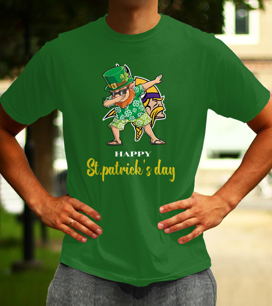 Happy St. Patrick's Day Dabbing Leprechaun Minnesota Vikings T-Shirt