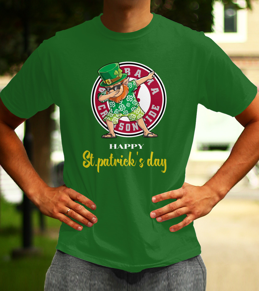 Alabama Crimson Tide St Patrick's Day Happy Dabbing Leprechaun T-Shirt