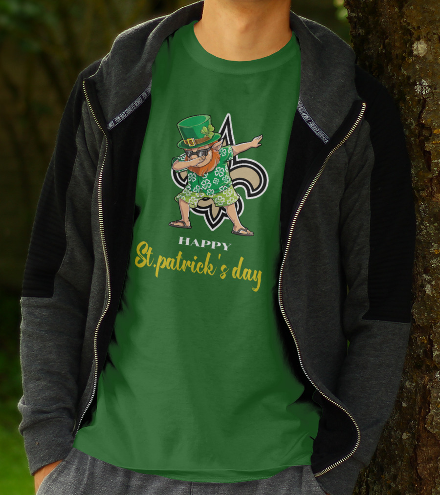 Happy St. Patrick's Day New Orleans Saints Dabbing Leprechaun T-Shirt