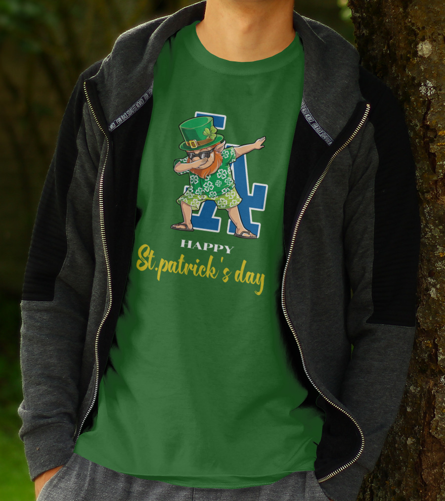 Happy St. Patrick's Day Los Angeles Dodgers Dabbing Leprechaun T-Shirt