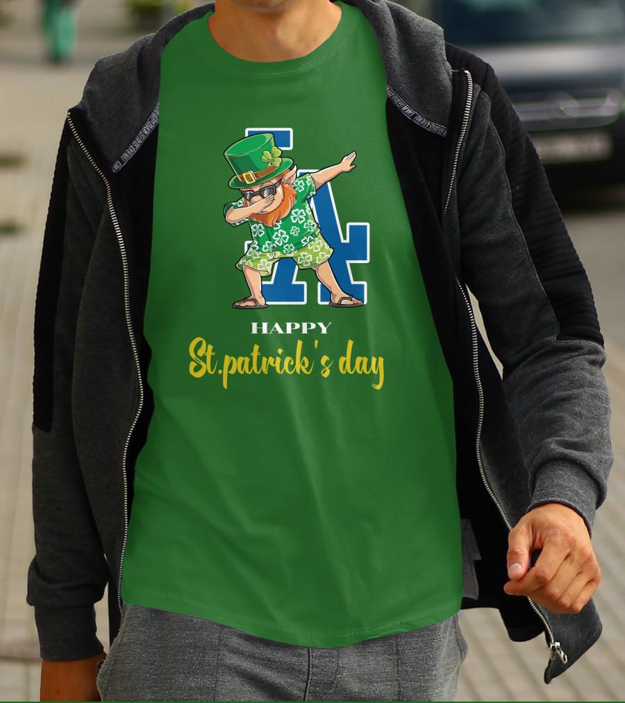 Happy St. Patrick's Day Los Angeles Dodgers Dabbing Leprechaun T-Shirt