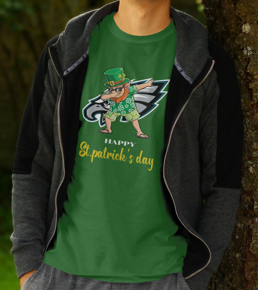 Happy St. Patrick's Day Philadelphia Eagles Dabbing Leprechaun T-Shirt
