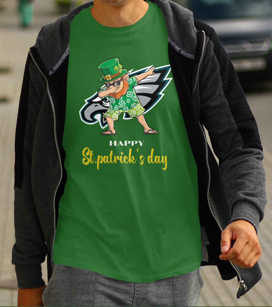 Happy St. Patrick's Day Philadelphia Eagles Dabbing Leprechaun T-Shirt