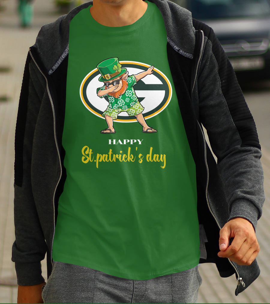 Green Bay Packers Happy St. Patrick's Day Dabbing Leprechaun T-Shirt