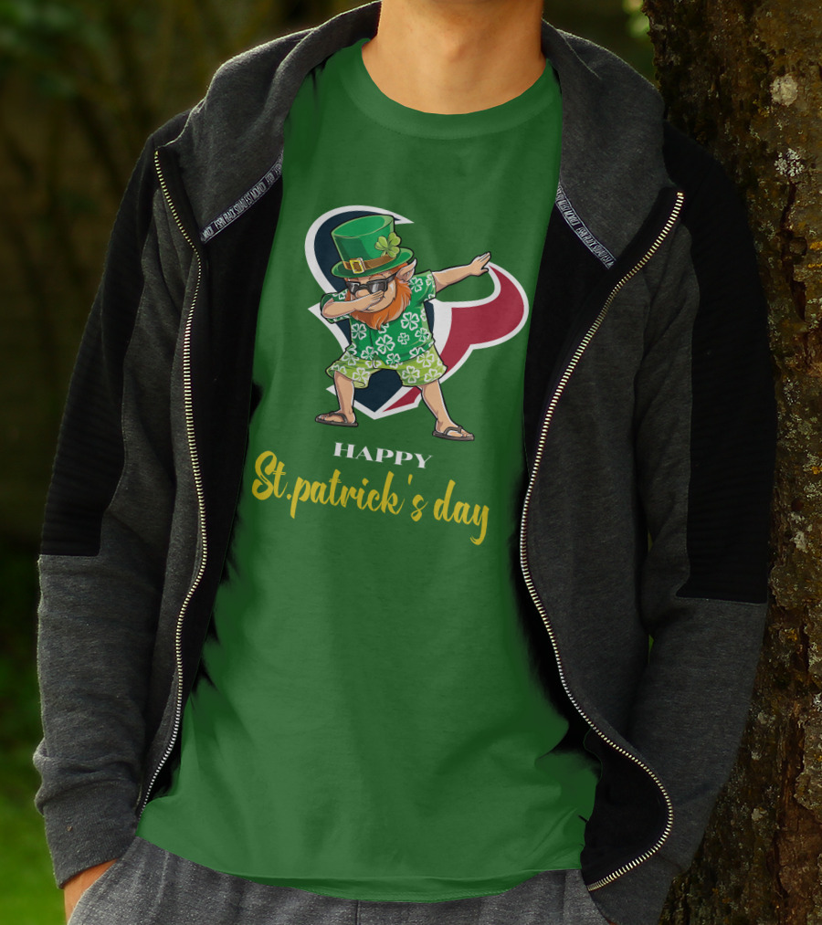 Houston Texans Happy St. Patrick's Day Dabbing Leprechaun T-Shirt