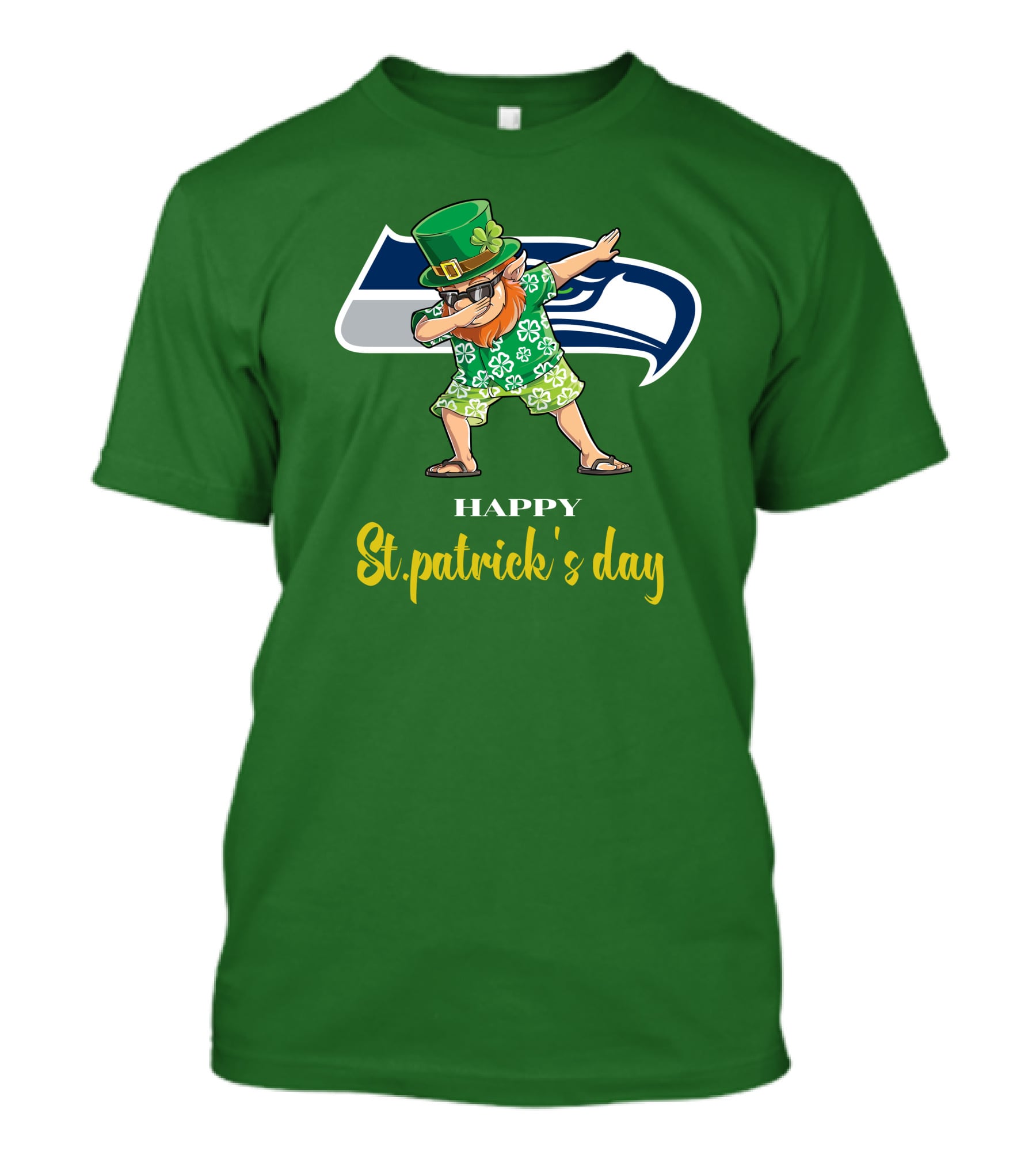 Seattle Seahawks Happy St. Patrick's Day Dabbing Leprechaun T-Shirt