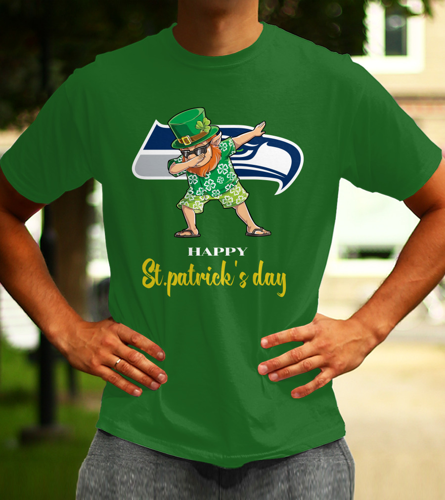 Seattle Seahawks Happy St. Patrick's Day Dabbing Leprechaun T-Shirt