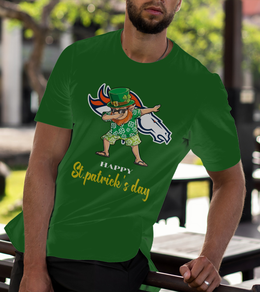 Happy St. Patrick's Day Denver Broncos Dabbing Leprechaun T-Shirt