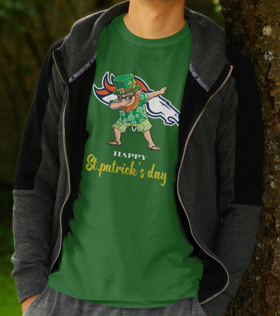Happy St. Patrick's Day Denver Broncos Dabbing Leprechaun T-Shirt