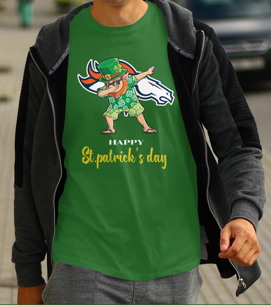 Happy St. Patrick's Day Denver Broncos Dabbing Leprechaun T-Shirt