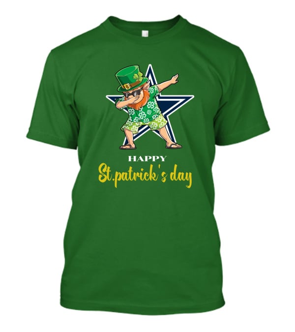 Happy St. Patrick's Day Dallas Cowboys Leprechaun Dabbing T-Shirt