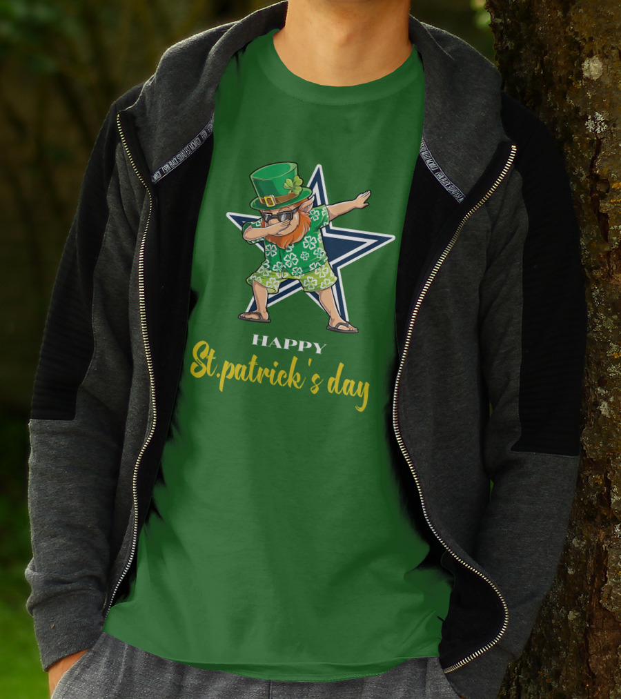 Happy St. Patrick's Day Dallas Cowboys Leprechaun Dabbing T-Shirt