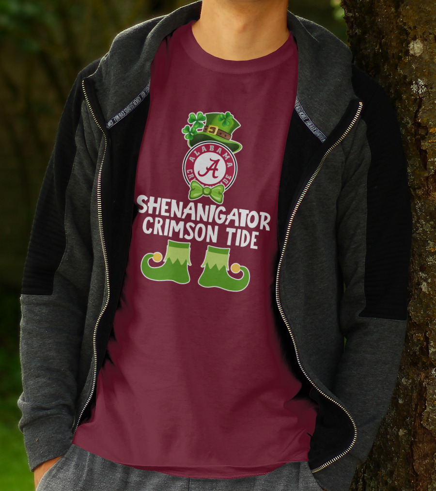 Shenanigator Alabama Crimson Tide St. Patrick's Day Funny Leprechaun T-Shirt