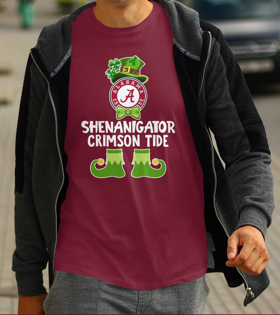 Shenanigator Alabama Crimson Tide St. Patrick's Day Funny Leprechaun T-Shirt