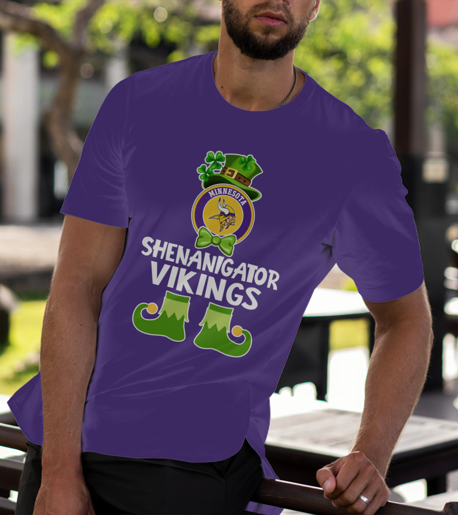 Shenanigator Minnesota Vikings St. Patrick's Day Funny Leprechaun T-Shirt