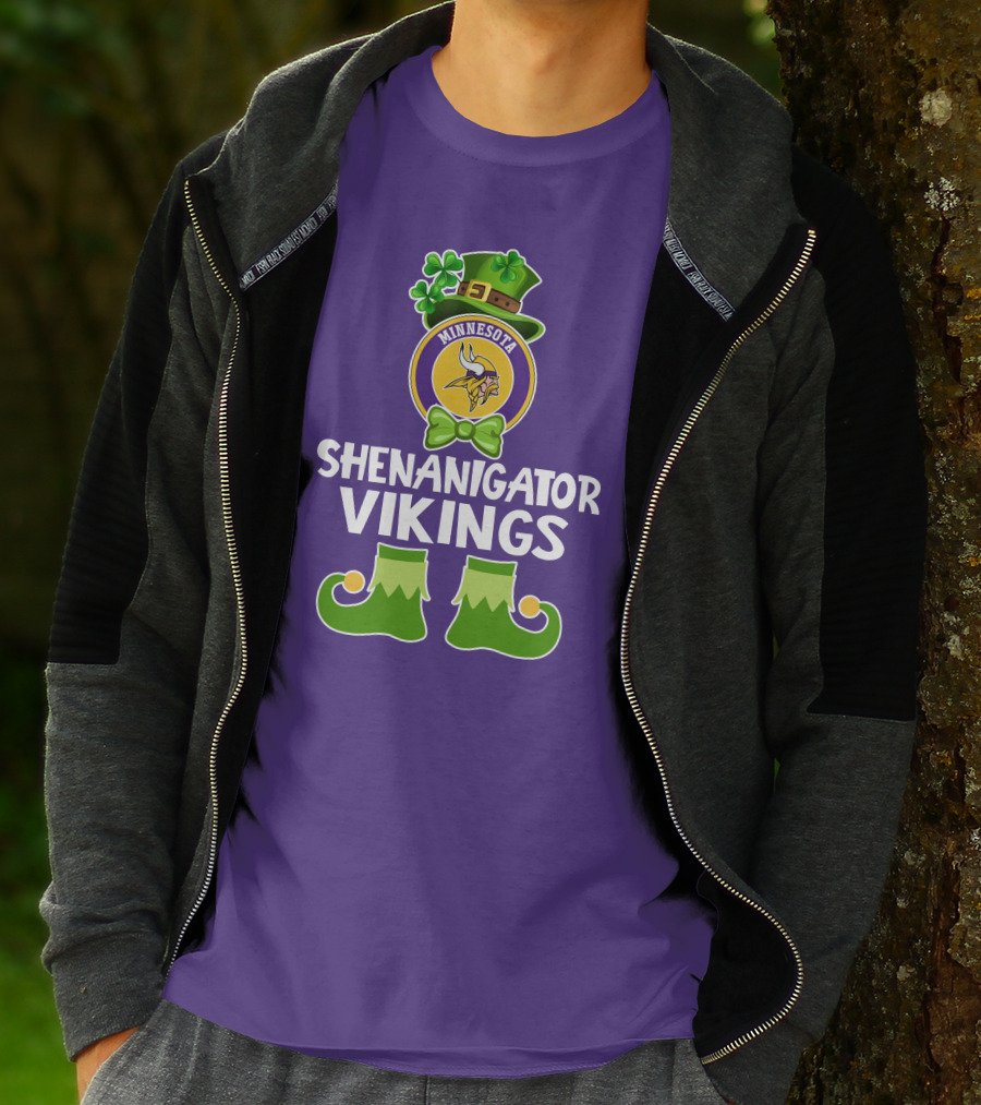 Shenanigator Minnesota Vikings St. Patrick's Day Funny Leprechaun T-Shirt