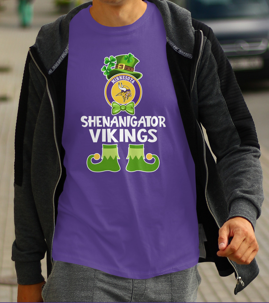 Shenanigator Minnesota Vikings St. Patrick's Day Funny Leprechaun T-Shirt