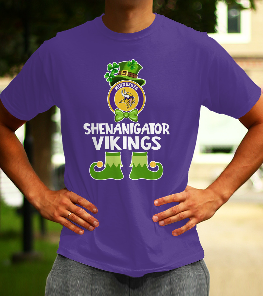 Shenanigator Minnesota Vikings St. Patrick's Day Funny Leprechaun T-Shirt