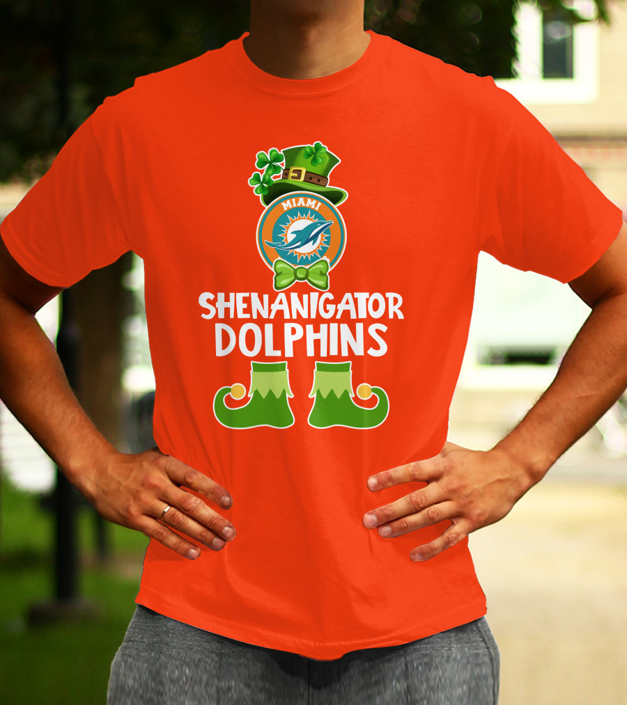 Shenanigator Miami Dolphins St. Patrick's Day Funny Leprechaun T-Shirt