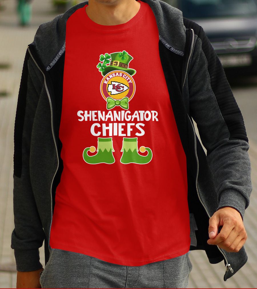 Kansas City Chiefs Shenanigator Leprechaun St. Patrick's Day Fun T-Shirt