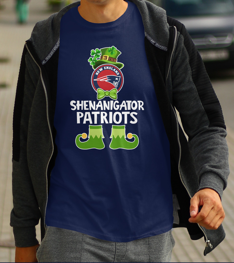 Funny Leprechaun St. Patrick's Day Shenanigator New England Patriots T-Shirt