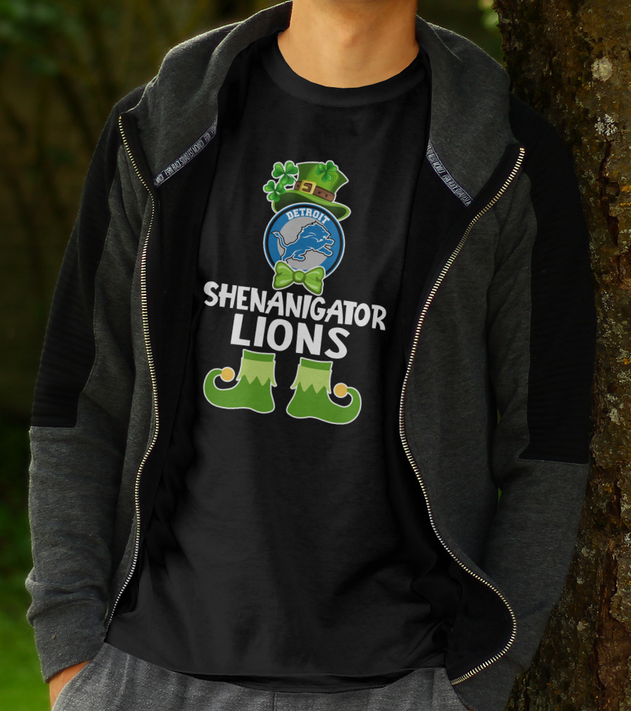 Detroit Shenanigator Leprechaun Lions St. Patrick's Day T-Shirt