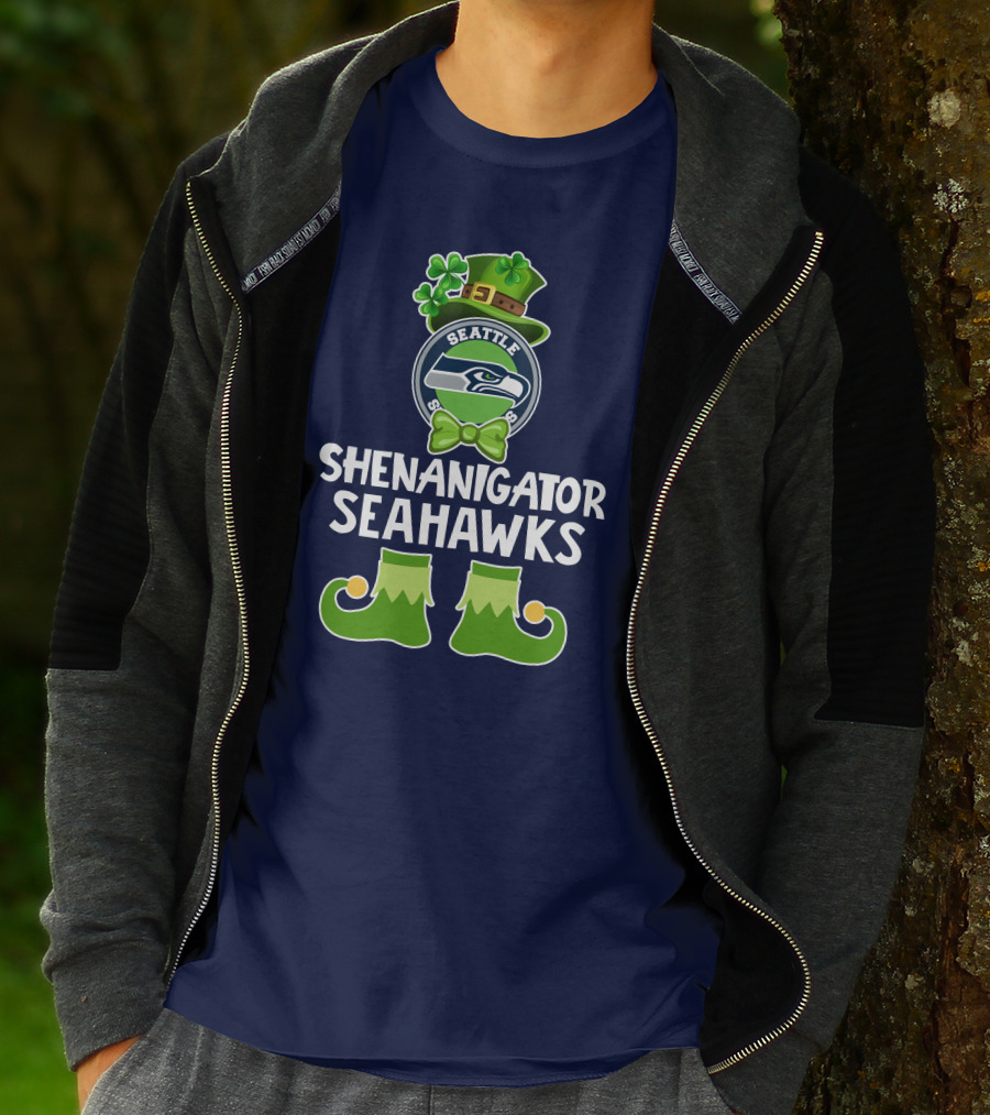 Shenanigator Leprechaun St. Patrick's Day Seattle Seahawks T-Shirt