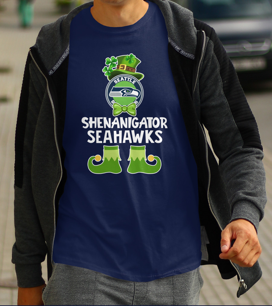 Shenanigator Leprechaun St. Patrick's Day Seattle Seahawks T-Shirt