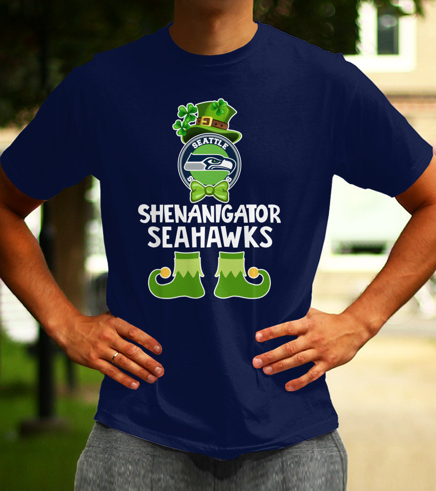 Shenanigator Leprechaun St. Patrick's Day Seattle Seahawks T-Shirt
