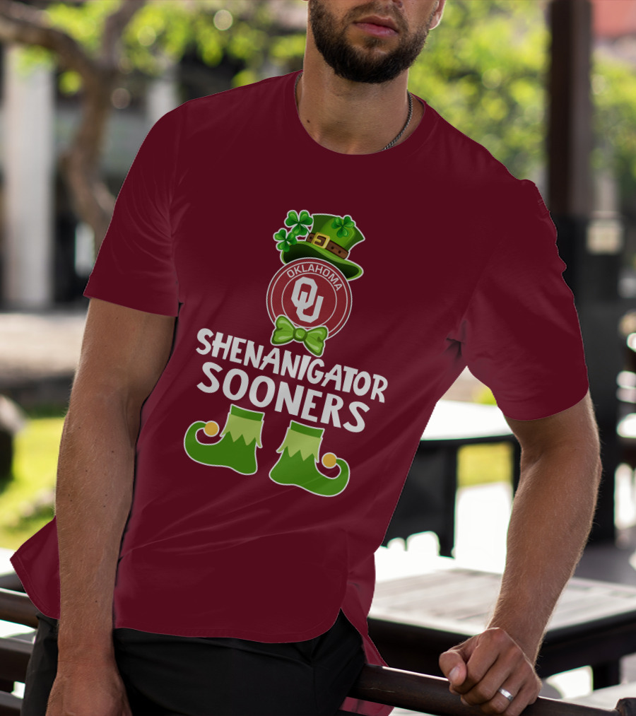 Shenanigator Oklahoma Sooners Funny Leprechaun St. Patrick's Day T-Shirt