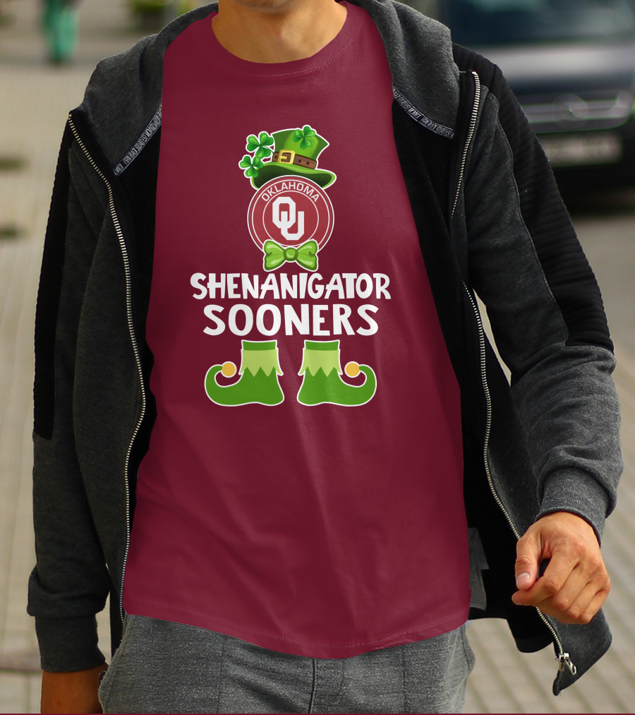 Shenanigator Oklahoma Sooners Funny Leprechaun St. Patrick's Day T-Shirt