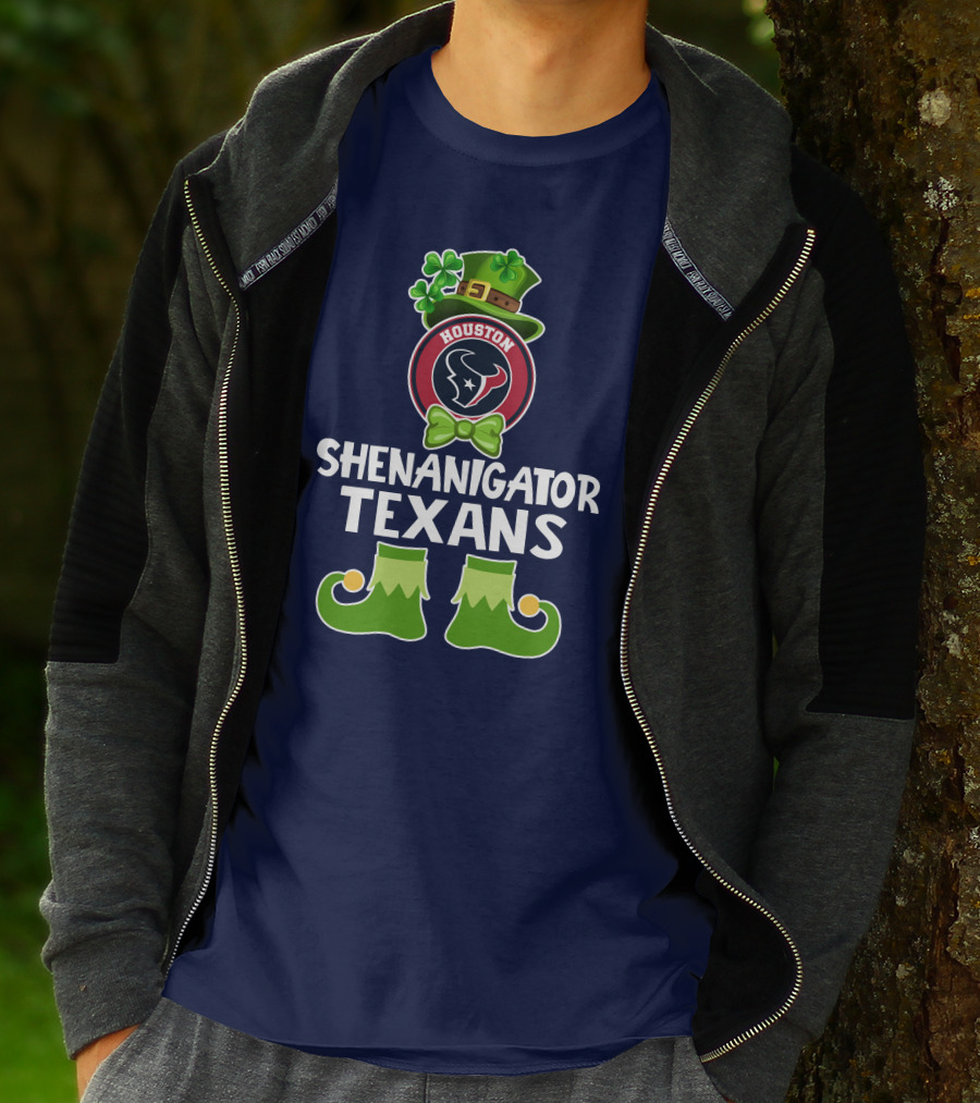 Shenanigator Houston Texans Leprechaun St. Patrick's Day T-Shirt