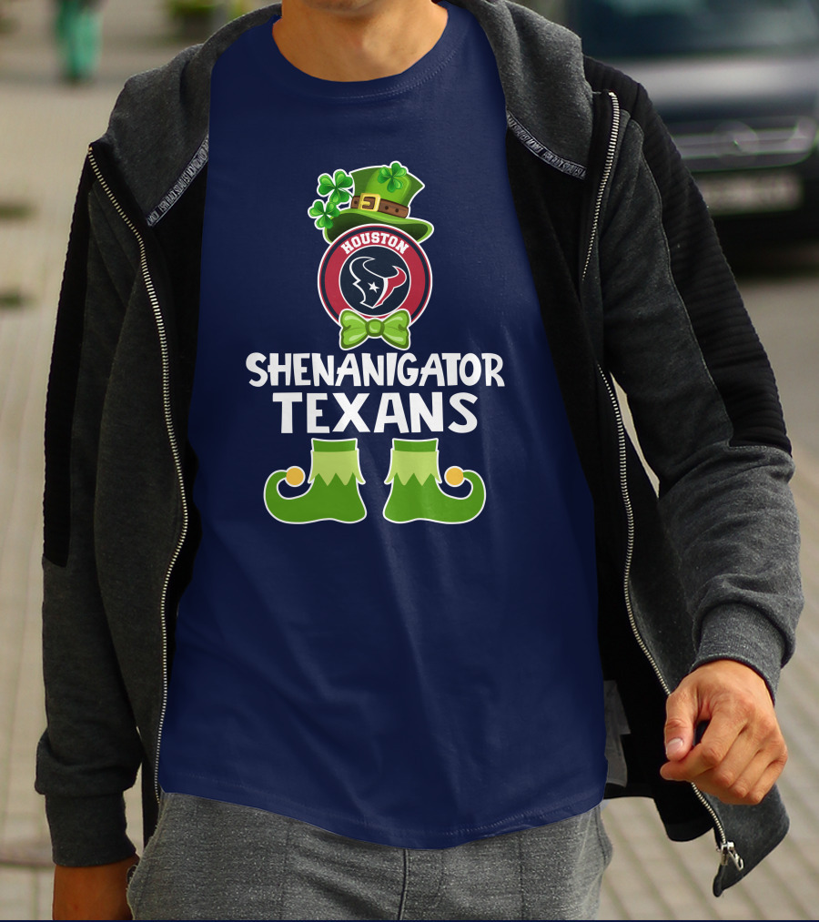 Shenanigator Houston Texans Leprechaun St. Patrick's Day T-Shirt