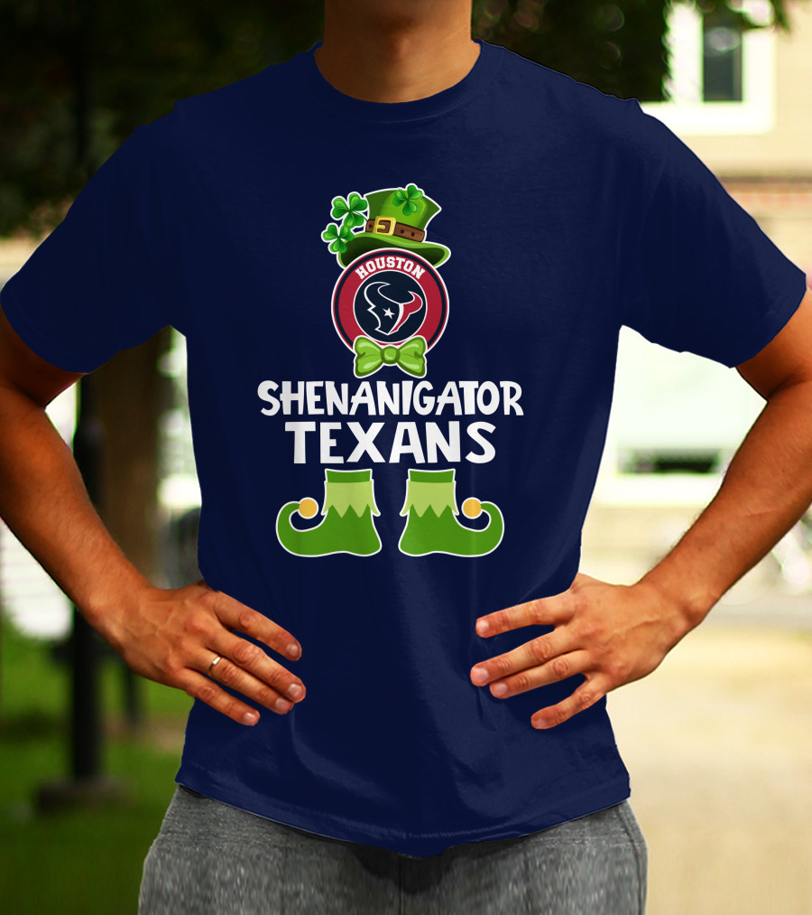 Shenanigator Houston Texans Leprechaun St. Patrick's Day T-Shirt