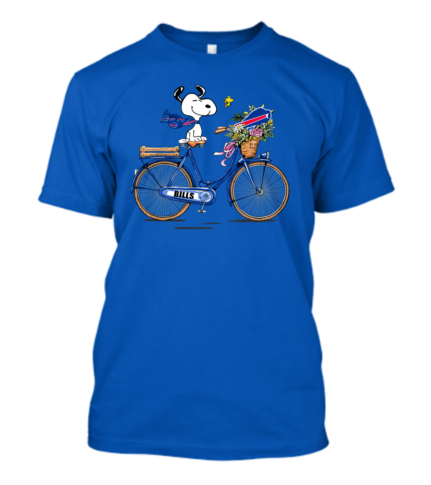 Buffalo Bills Snoopy Bicycle With Woodstock And Football Elements T-Shirt