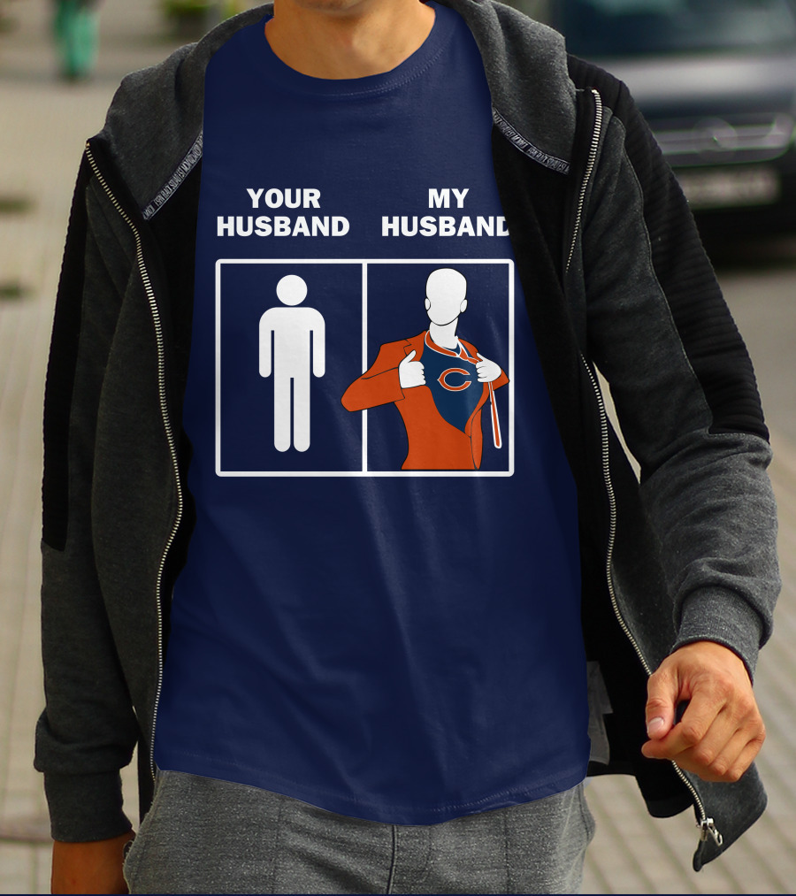 Chicago Bears My Husband Superman Logo Parody Your Husband T-Shirt