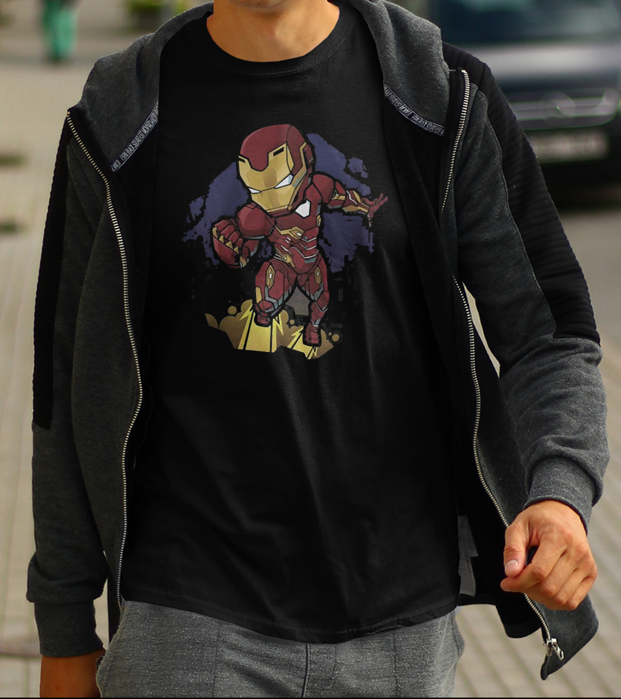 Ironman Superhero Chibi Style Avengers Heroic Pose T-Shirt